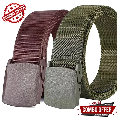 Elegant Nylon Textured Belts For Men- 2 Pieces