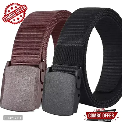 Elegant Nylon Textured Belts For Men- 2 Pieces