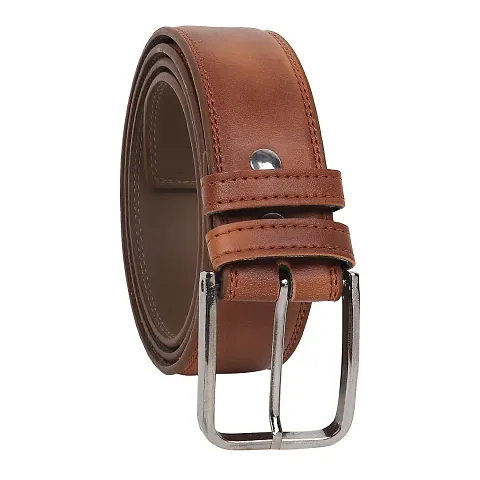 Elegant Tan  Synthetic Leather Solid Belts For Men