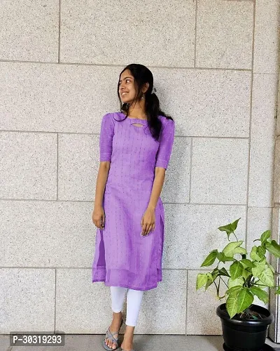 Elegant Purple Crepe Solid Straight Kurta For Women-thumb0