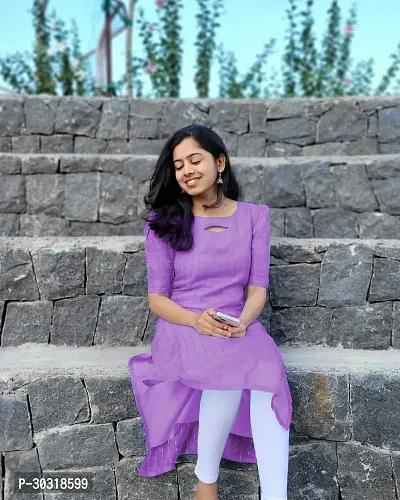 Beautiful Purple Crepe Solid Straight Kurta For Women