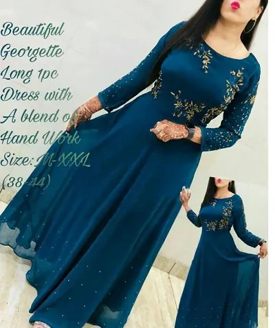 Beautiful Georgette Hand Work Long Kurta For Women