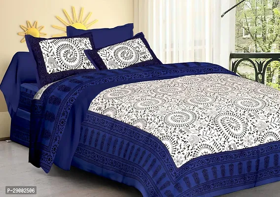 Comfortable Cotton Floral King Bedsheet with Two Pillow Covers-thumb0