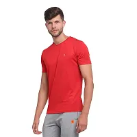 PERFKT-U Mens Solid Round Neck T-Shirt Red-thumb1