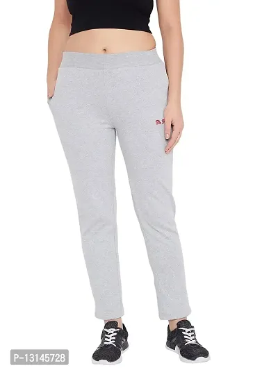 PERFKT-U Women Solid Straight-Fit Track-Pants (Grey)-thumb0