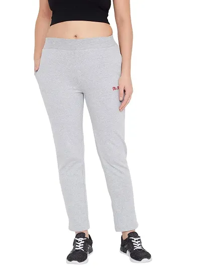 PERFKT-U Women Solid Straight-Fit Track-Pants (Grey)