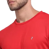 PERFKT-U Mens Solid Round Neck T-Shirt Red-thumb3