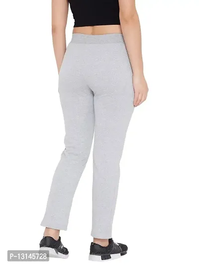 PERFKT-U Women Solid Straight-Fit Track-Pants (Grey)-thumb2