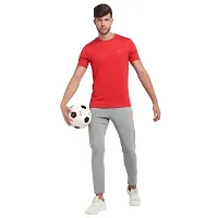 PERFKT-U Mens Solid Round Neck T-Shirt Red-thumb4