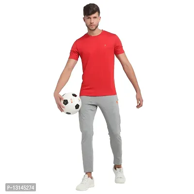 PERFKT-U Mens Solid Round Neck T-Shirt Red-thumb5