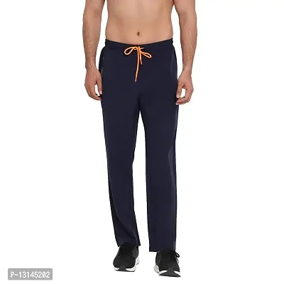 PERFKT-U Men's Premium Gym Wear Lower/Track Pants with 1 Zipper Pocket and 1 Open Pocket Navy