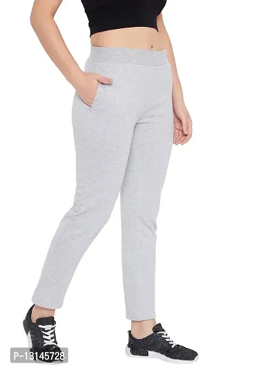 PERFKT-U Women Solid Straight-Fit Track-Pants (Grey)-thumb4