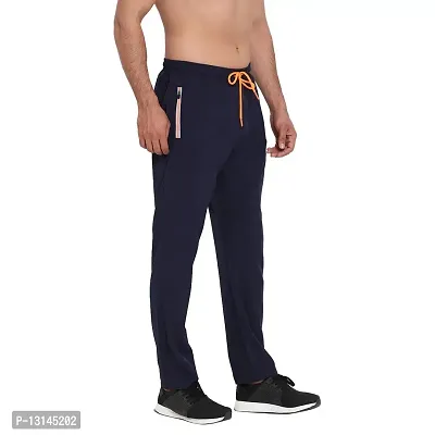 PERFKT-U Men's Premium Gym Wear Lower/Track Pants with 1 Zipper Pocket and 1 Open Pocket Navy-thumb3