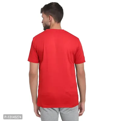 PERFKT-U Mens Solid Round Neck T-Shirt Red-thumb3