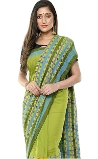 Beautiful Green Cotton Self Pattern Saree With Blouse Piece For Women-thumb2