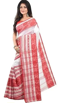 Beautiful White Cotton Self Pattern Saree With Blouse Piece For Women-thumb1