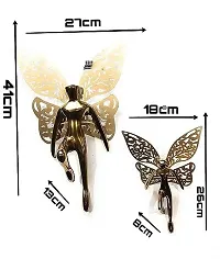 Wall Decor Presents Antique Aluminum (Gold Plated) Wall Angel Metal Angel with Wings Wall Art Decor Set of -2-thumb2