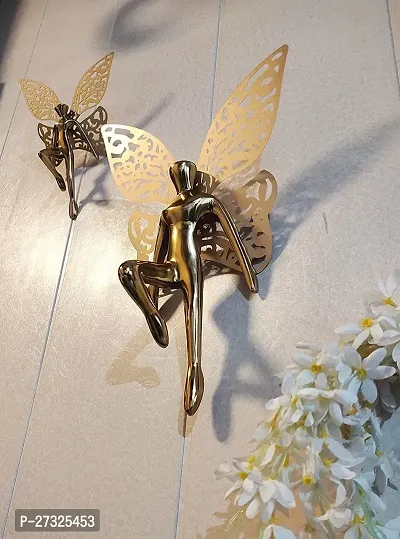 Wall Decor Presents Antique Aluminum (Gold Plated) Wall Angel Metal Angel with Wings Wall Art Decor Set of -2-thumb4