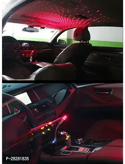 Duende dc 97Car Interior Atmosphere LED Decorative Light Portable USB Ambient Roof Ceiling Star Laser Light for Decoration Car Fancy Lights  Red-thumb0