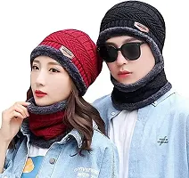 Classy Woolen Beanie Cap with Neck Warmer for Unisex-thumb2