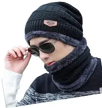 Classy Woolen Beanie Cap with Neck Warmer for Unisex-thumb1