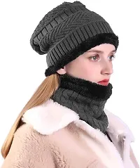 Classy Woolen Beanie Cap with Neck Warmer for Unisex-thumb1