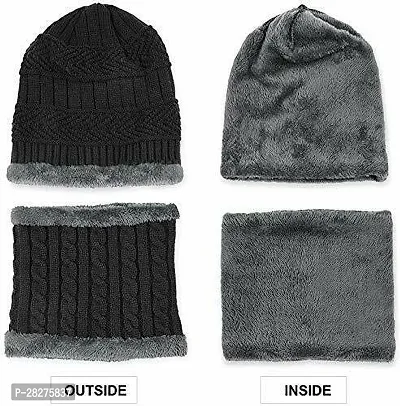 Classy Woolen Beanie Cap for Unisex with Glove-thumb2