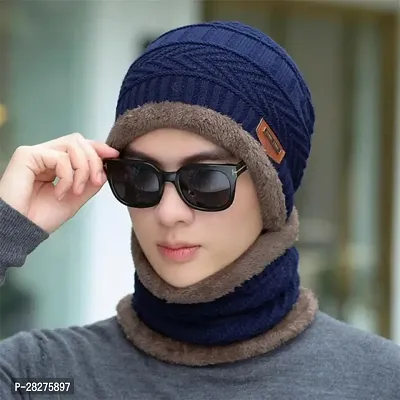 Classy Woolen Beanie Cap with Neck Warmer for Unisex with Glove-thumb4