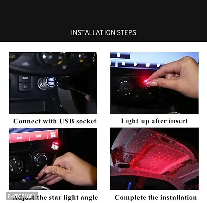 LIFEMUSIC Mini LED Car Roof Star Night Lights Interior Projector Light Atmosphere Lamp Decoration Light USB Plug Car Fancy Lights  Black-thumb4