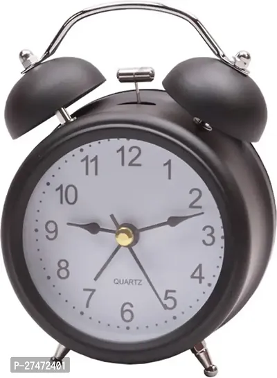 Analog Twin Bell Alarm Clock With Backlight System Black Clock