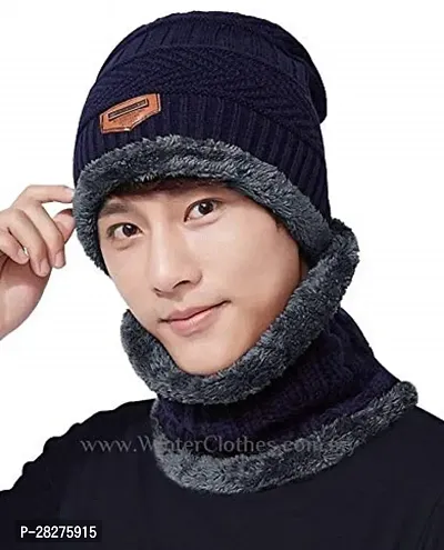 Classy Woolen Beanie Cap with Neck Warmer for Unisex with Glove-thumb4