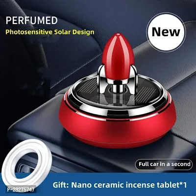 WLEWORLDLOOKENTERPRISES Red Car Air Freshener Solar Power Spinning Rocket Diffuser Cool Aircraft Car Freshener  150 ml-thumb0