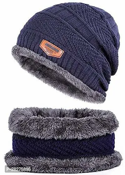 Classy Woolen Beanie Cap with Neck Warmer for Unisex-thumb0