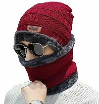 Classy Woolen Beanie Cap with Neck Warmer for Unisex-thumb2