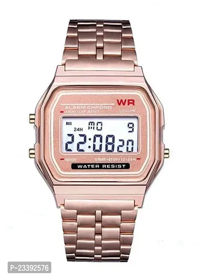Digital Watch For Women In Metal Strap With Push Lock Button-thumb0