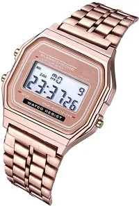 Digital Watch For Women In Metal Strap With Push Lock Button-thumb1