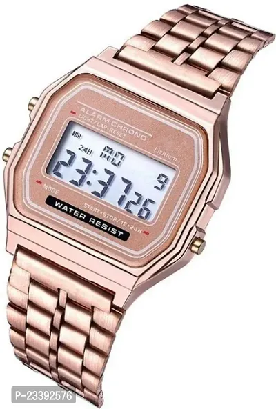 Digital Watch For Women In Metal Strap With Push Lock Button-thumb2