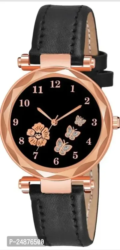 3 butterfly dail with flower leather belt Watches for women and girls
