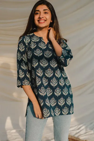 Short Handblock Kurti For Women