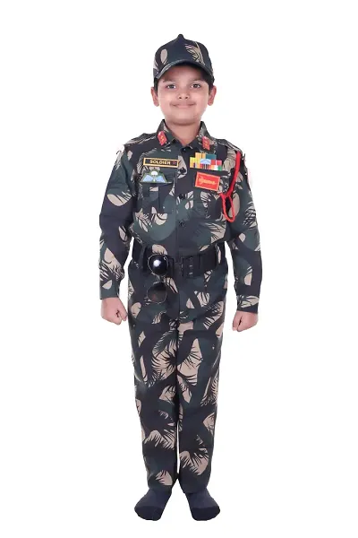 Army Dress for Kids, Polyester Fabric Indian Military Soldier