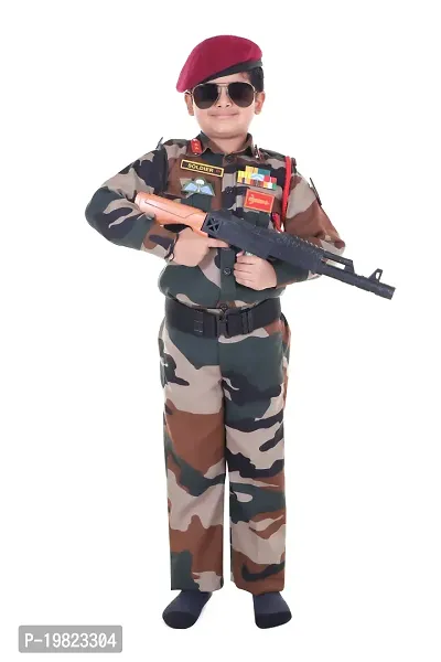 Raj Costume Army Dress for Kids, Indian Military Soldier, New Army Beret (3 Years)-thumb0