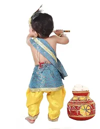 Raj Fancy Dresses Krishna Dress for Kids, Baby Krishna Dress for Janmashtami with Krishna Mukut, Peacock Feather  Flute Embroidered Krishna Costume for Girl  Boy, 3 Months-8 Years-thumb1