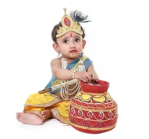 Raj Fancy Dresses Krishna Dress for Kids, Baby Krishna Dress for Janmashtami with Krishna Mukut, Peacock Feather  Flute Embroidered Krishna Costume for Girl  Boy, 3 Months-8 Years-thumb2