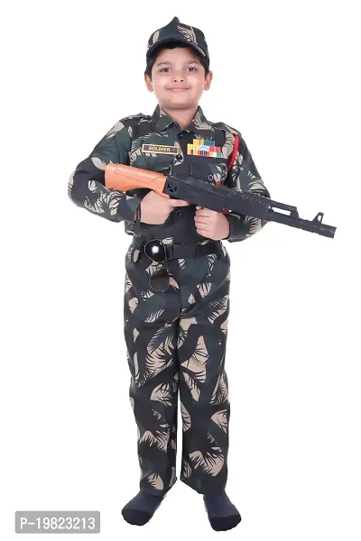 Raj Costume Army Dress for Kids, Indian Military Soldier, Jungle Print Basic (3 Years)-thumb5