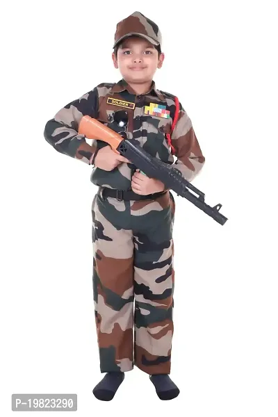 Raj Costume Army Dress for Kids, Indian Military Soldier, New Army Basic (3 Years)-thumb0