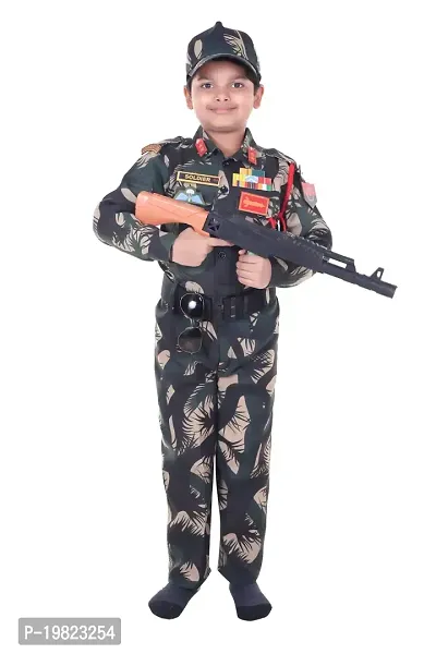 Raj Costume Army Dress for Kids, Indian Military Soldier, Jungle Print Full (3 Years)-thumb2