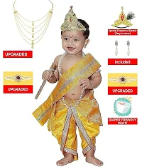 Baby Krishna Dress for Janmashtami with Krishna Mukut, Peacock Feather  Flute Embroidered Krishna Costume 3 Months-8 Years-thumb2