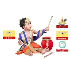 Raj Fancy Dresses Krishna Dress for Kids, Baby Krishna Dress for Janmashtami with Krishna Mukut, Peacock Feather  Flute Embroidered Krishna Costume for Girl  Boy, 3 Months-8 Years-thumb1