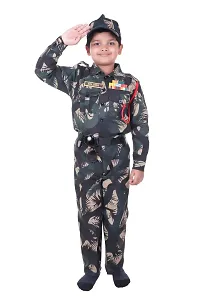 Raj Costume Army Dress for Kids, Indian Military Soldier, Jungle Print Basic (3 Years)-thumb1