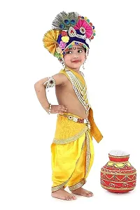 Raj Fancy Dresses Krishna Dress for Kids, Baby Krishna Dress for Janmashtami with Krishna Mukut, Peacock Feather  Flute Embroidered Krishna Costume for Girl  Boy, 3 Months-8 Years-thumb3